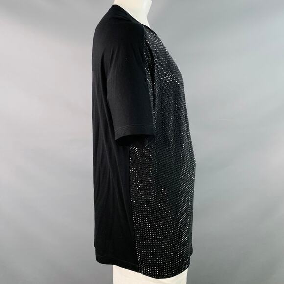 GUCCI Size L Black Studded Silk Dolman Sleeves Crew Neck T-shirt - Picture 3 of 7